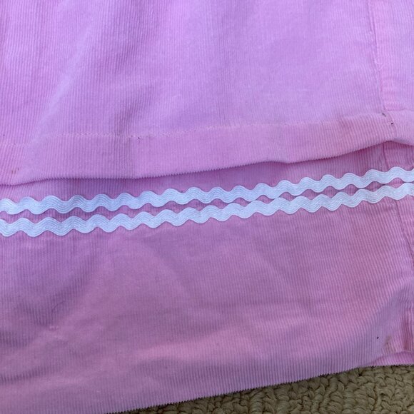 Smocked or Not Girls Dress 6 Pink Soft Corduroy Reindeer Long Rickrack - Picture 8 of 9